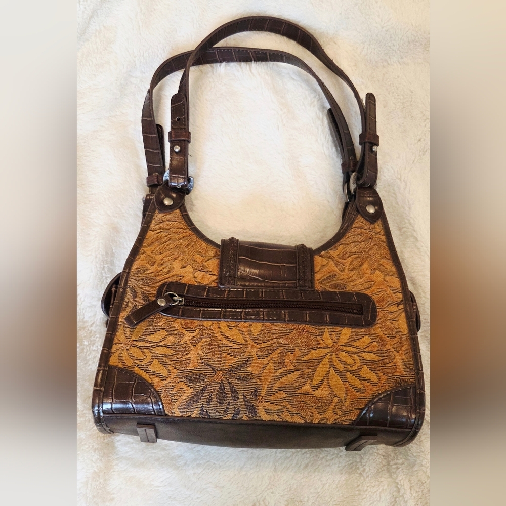 Chic Western Style Brown and Tan Tapestry Bag - Picture 6 of 8